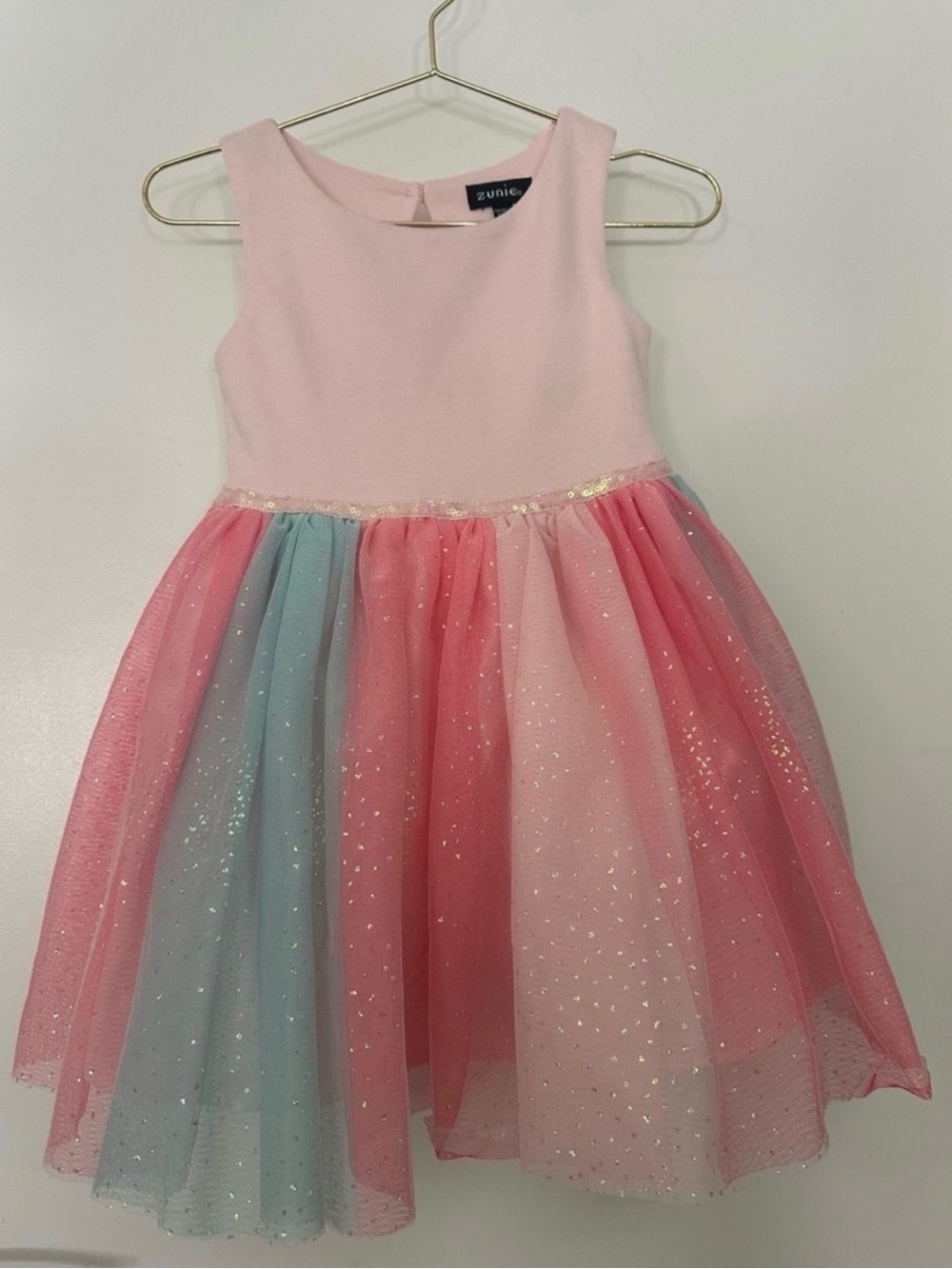 Zunie Girls Pink Blue Glitter Tulle Birthday Party Dress size 3T